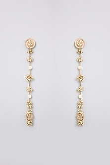 Antique Gold Finish Faux Pearl Dangler Earrings