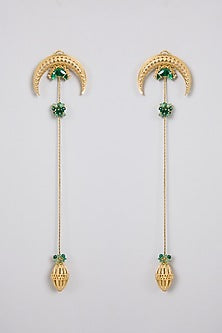 Antique Gold Plated Green Onyx Dangler Earrings