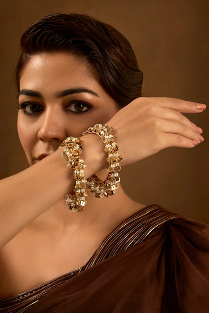 Gold Finish Brass Bangles (Set Of 2)
