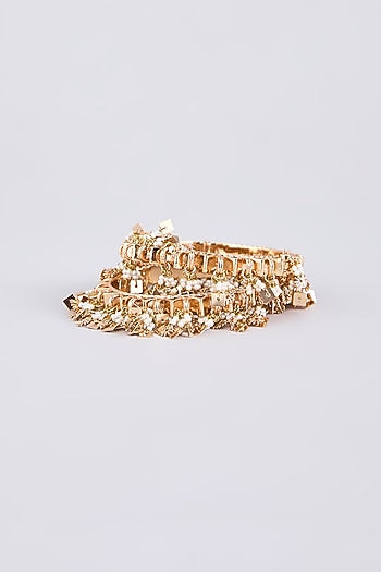 Gold Finish Brass Bangles (Set Of 2)