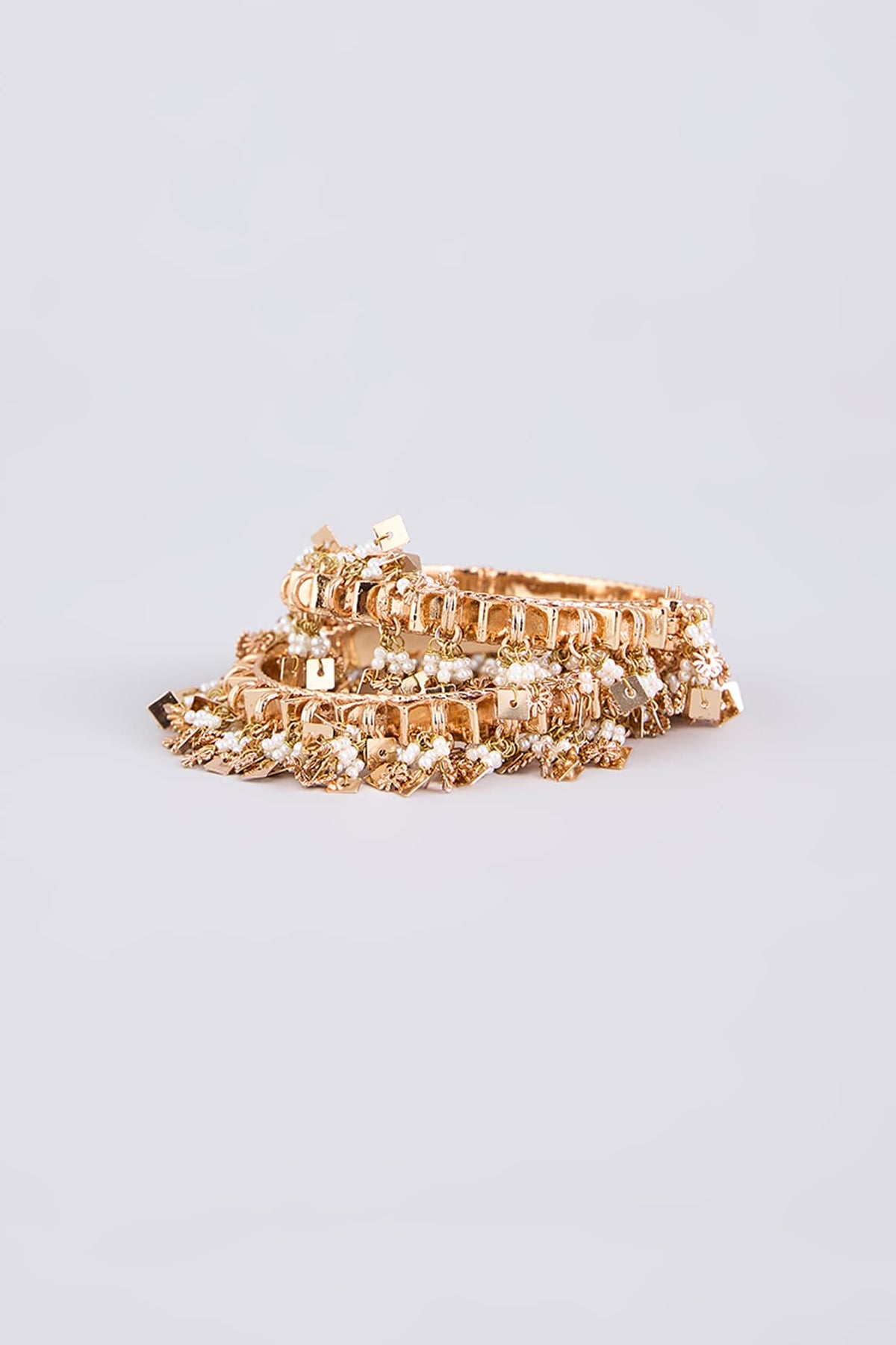 Gold Finish Brass Bangles (Set Of 2)