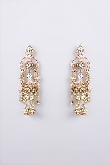 Gold Finish Kundan Polki Dangler Earrings