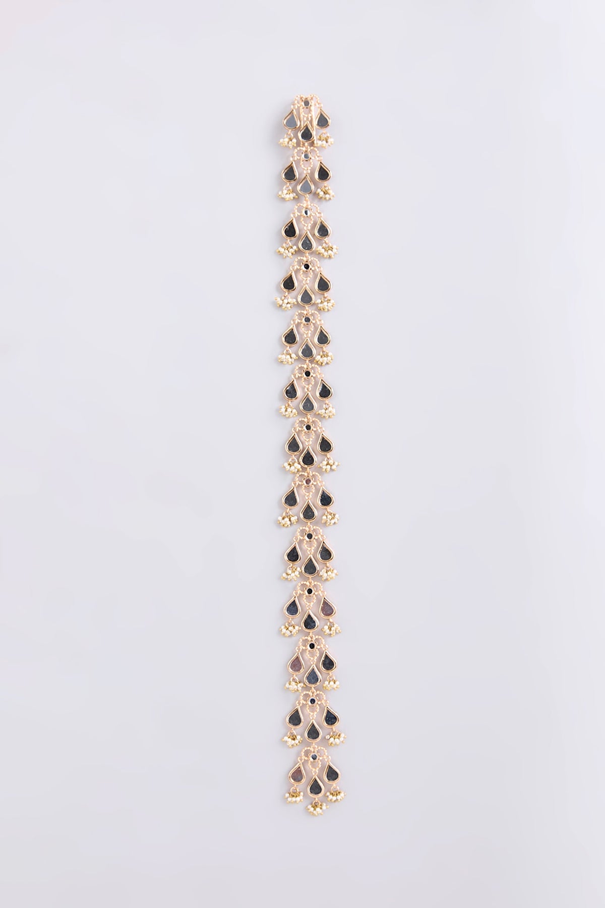 Gold Finish Kundan Polki Hair Accessory
