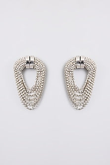 Silver Plated Crystal Embellished Earrings