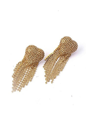Gold Plated Chaton Stone Dangler Earrings