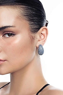 Silver Plated Chaton Stone Stud Earrings