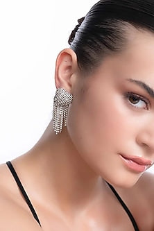 Silver Plated Chaton Stone Dangler Earrings