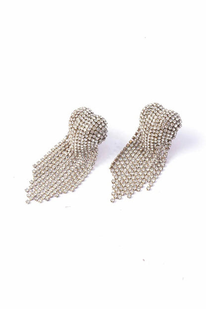 Silver Plated Chaton Stone Dangler Earrings