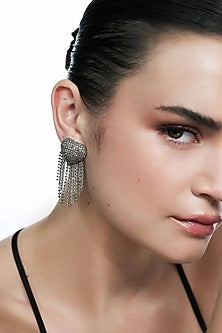 Silver Plated Chaton Stone Dangler Earrings