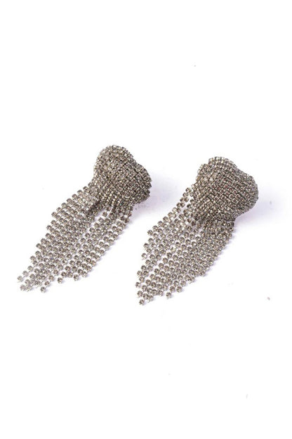 Silver Plated Chaton Stone Dangler Earrings