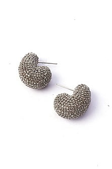 Silver Plated Chaton Stone Stud Earrings