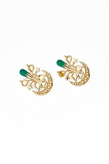 Gold Plated Faux Pearl & Mirror Work Detachable Dangler Earrings