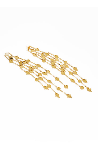Gold Plated Faux Pearl & Mirror Work Dangler Earrings