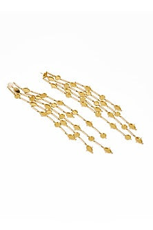 Gold Plated Faux Pearl & Mirror Work Dangler Earrings