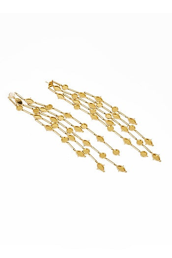 Gold Plated Faux Pearl & Mirror Work Dangler Earrings