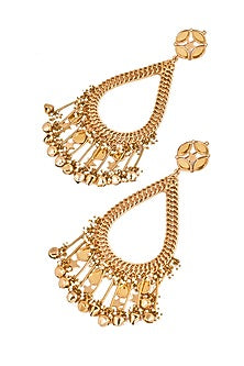 Gold Plated Faux Pearl & Mirror Work Dangler Earrings