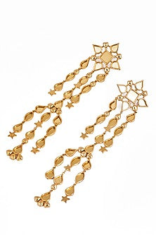 Gold Plated Faux Pearl & Mirror Work Dangler Earrings