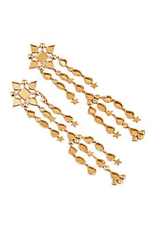 Gold Plated Faux Pearl & Mirror Work Dangler Earrings
