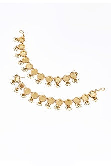 Gold Plated Faux Pearl & Mirror Work Sahara Earrings