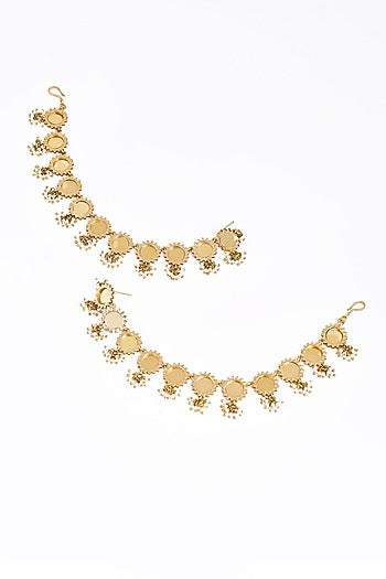 Gold Plated Faux Pearl & Mirror Work Sahara Earrings