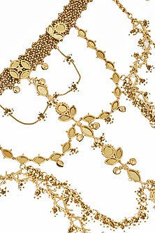 Gold Plated Faux Pearl & Mirror Work Hasli Necklace