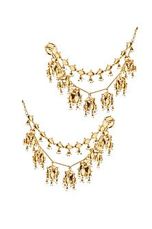 Gold Plated Faux Pearl & Mirror Work Sahara Earrings
