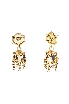 Gold Plated Faux Pearl & Mirror Work Sahara Earrings