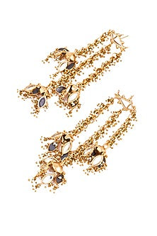 Gold Plated Faux Pearl & Mirror Work Jhumka Earrings