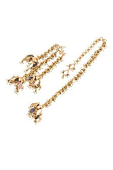 Gold Plated Faux Pearl & Mirror Work Jhumka Earrings