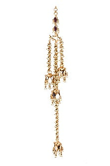 Gold Plated Faux Pearl & Mirror Work Jhumka Earrings