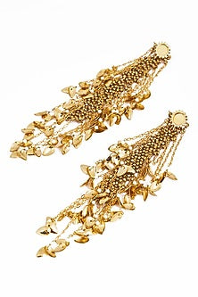 Gold Plated Faux Pearl & Mirror Work Dangler Earrings
