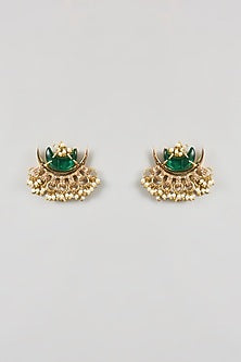 Antique Gold Plated Faux Pearl Stud Earrings