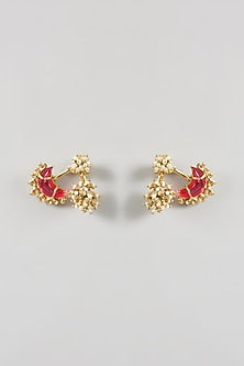 Antique Gold Plated Faux Pearl Stud Earrings
