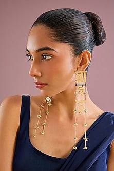 Antique Gold Plated Faux Pearl Dangler Earrings