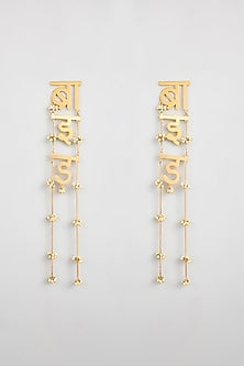 Antique Gold Plated Faux Pearl Dangler Earrings
