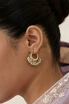 Antique Gold Plated Faux Pearl Dangler Earrings