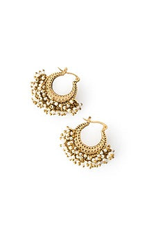 Antique Gold Plated Faux Pearl Dangler Earrings