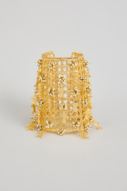 Antique Gold Plated Faux Pearl Bracelet