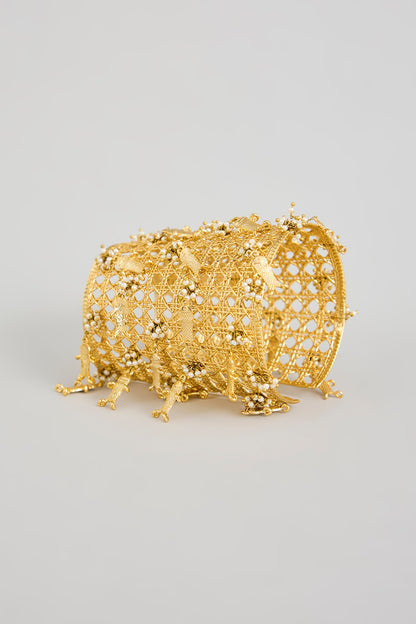 Antique Gold Plated Faux Pearl Bracelet