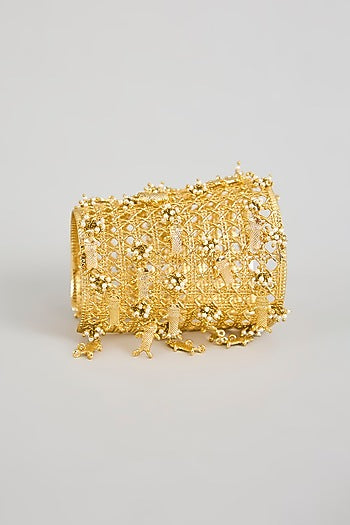 Antique Gold Plated Faux Pearl Bracelet