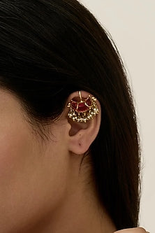 Antique Gold Plated Faux Pearl Stud Earrings