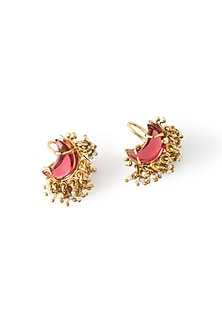 Antique Gold Plated Faux Pearl Stud Earrings