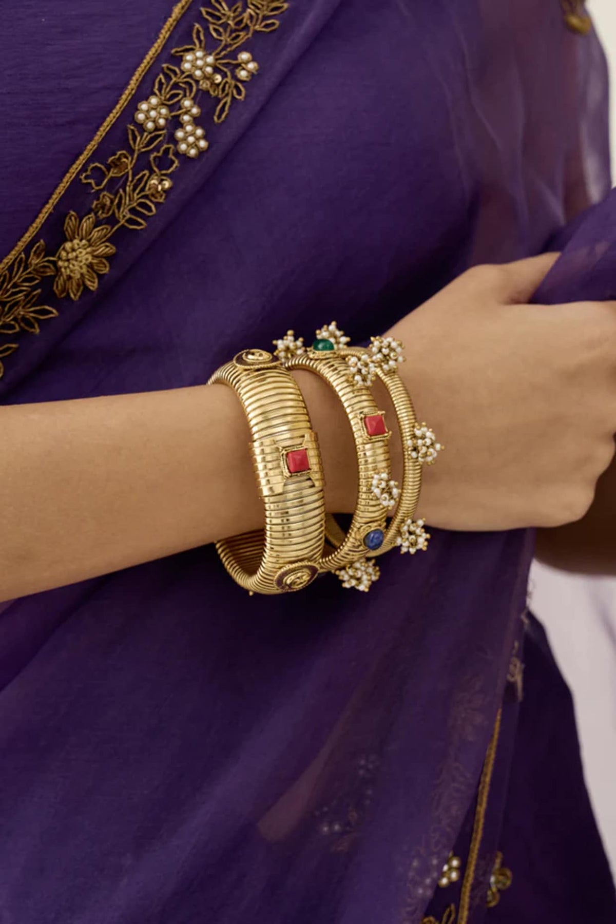 Antique Gold Plated Bangles (Set Of 2 )