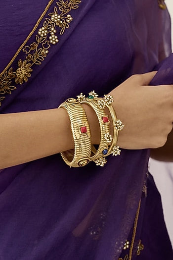 Antique Gold Plated Bangles (Set Of 2 )