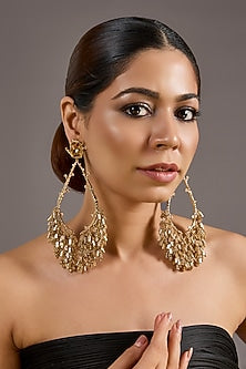 Gold Plated Faux Pearl Dangler Earrings