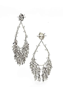 Silver Finish Chaton Stone & Cubic Zirconia Dangler Earrings
