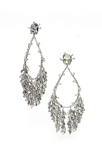 Silver Finish Chaton Stone & Cubic Zirconia Dangler Earrings