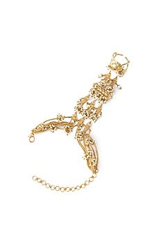 Antique Gold Plated Faux Pearl Haathphool