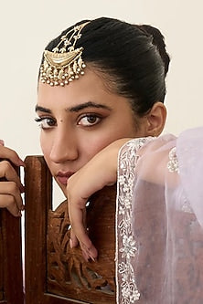 Antique Gold Plated Faux Pearl Maangtikka
