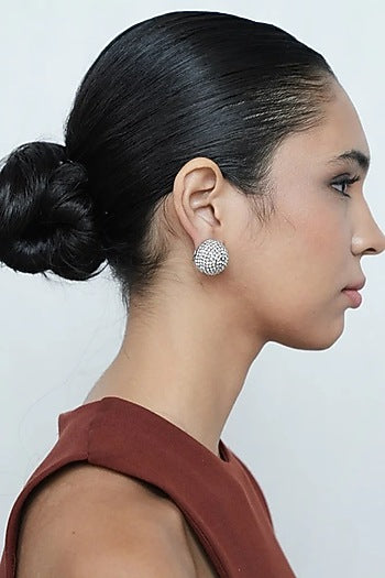 Silver Finish Crystal Stud Earrings